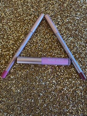 Nine West NWT Pink Lipstick and 2 Lips Liners Duo, Orchid and Dahlia Set of 3.